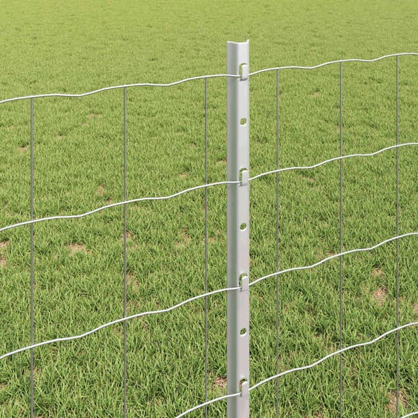vidaXL Gjerde med stolpe sølv 0,8 x 25 m Stål