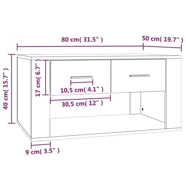 vidaXL Soffbord vit 80x50x40 cm konstruerat trä