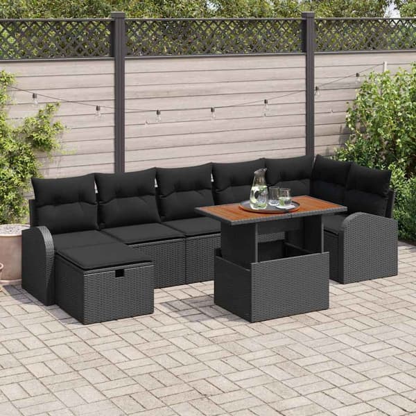 vidaXL Trädgårdsoffset 8 pcs Svart konstrotting