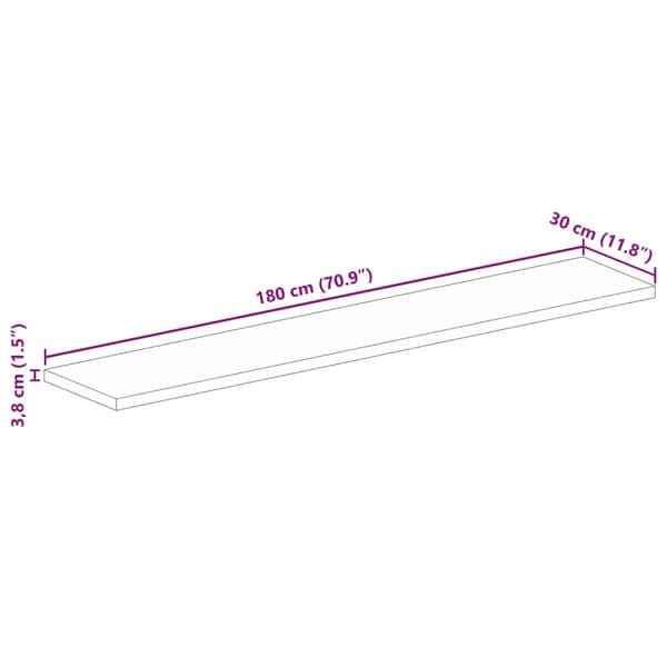 vidaXL Bordplate 180x30x3,8 cm rektangulær gjenvunnet heltre