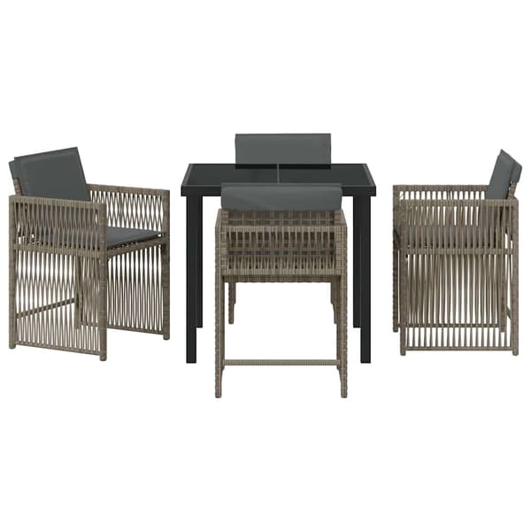 vidaXL Hage Spisegruppe 5 pcs Grå polyrotting