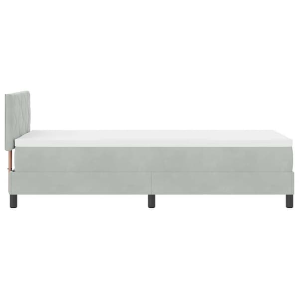 vidaXL Resårmadrass med sänggavel Ljusgrå 80x200 cm Sammet