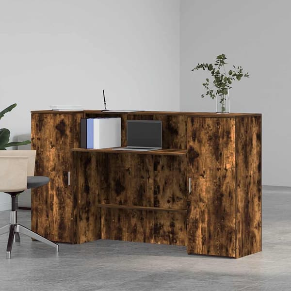vidaXL Receptionsdisk rökfärgad ek 180x50x103,5 cm konstruerat trä