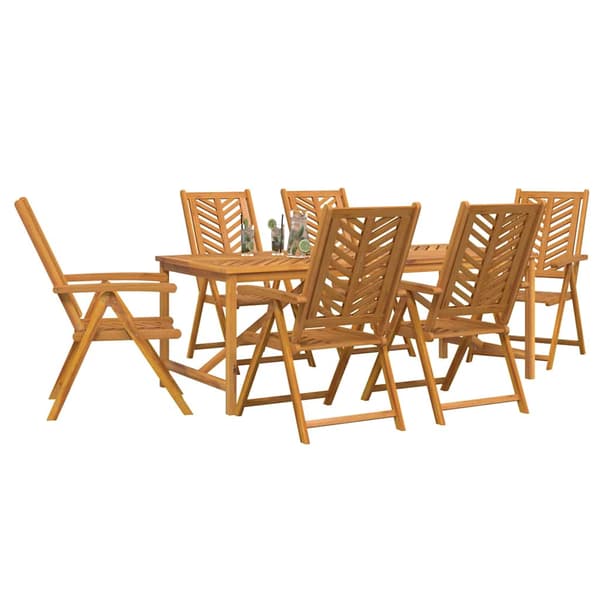 vidaXL Hage Spisegruppe 7 pcs Brun Solid akasietre