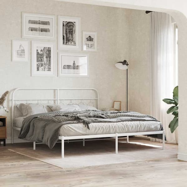 vidaXL Utskiftbar sengegavl i metall hvit 183 cm