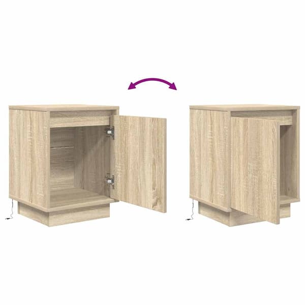 vidaXL Nattbord med LED sonoma eik 38x34x50 cm