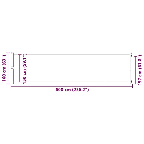 vidaXL Infällbar sidomarkis 600x160 cm blå