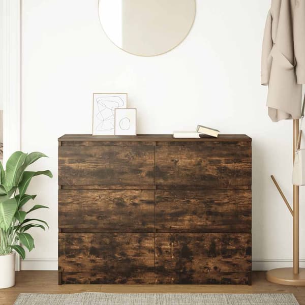 vidaXL Skjenk røkt eik 100x35x76 cm konstruert tre