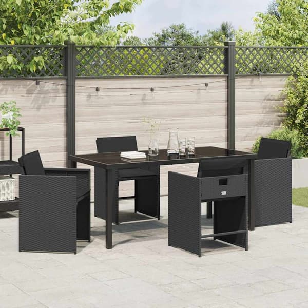 vidaXL Hage Spisegruppe 5 pcs Svart polyrotting