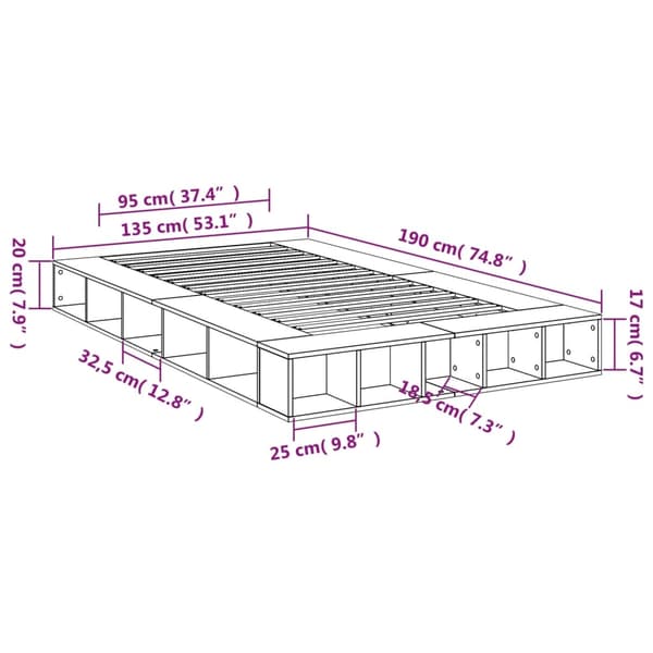 vidaXL Sengeramme hvit 135x190 cm konstruert tre