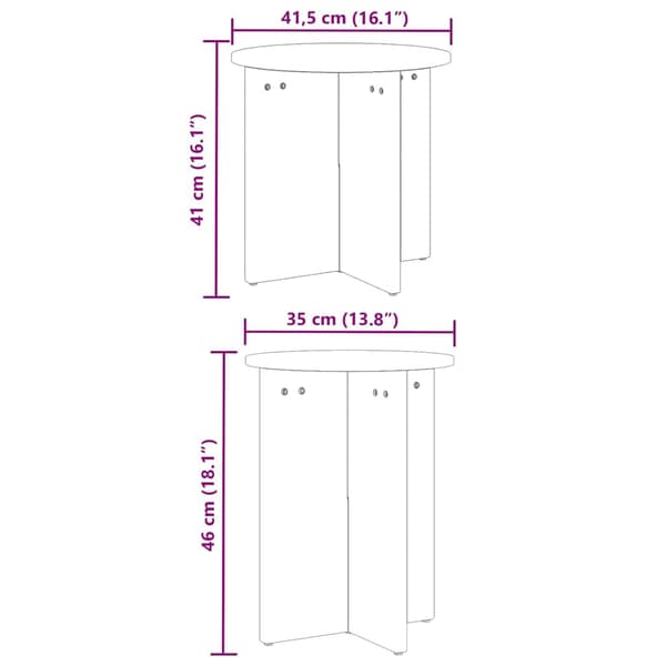 vidaXL Kaffebord 2 pcs Naturlig