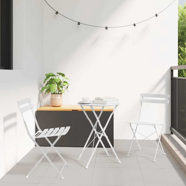 vidaXL Sammenleggbart Bistrosett 3 pcs Hvit Stål