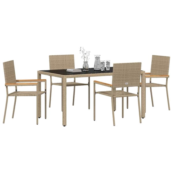 vidaXL Hage Spisegruppe 5 pcs Beige polyrotting