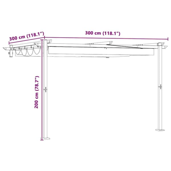 vidaXL Paviljong Gråbrun 300 x 300 x 200 cm Polyester