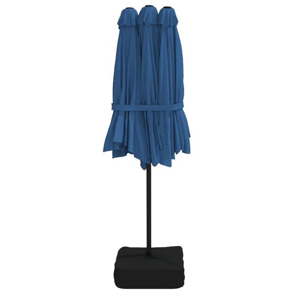 vidaXL Parasoll dobbelt hode med LED asurblå 449x245 cm