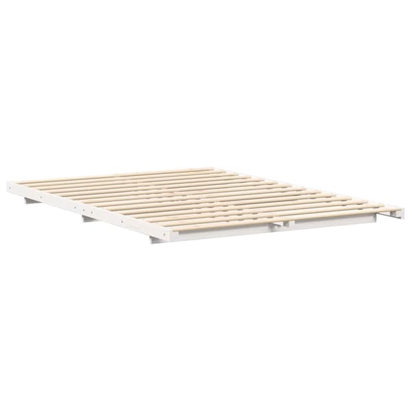 vidaXL Sängram Vit 150 x 200 cm Massiv furu