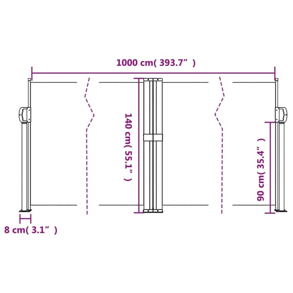 vidaXL Uttrekkbar sidemarkise 140x1000 cm beige