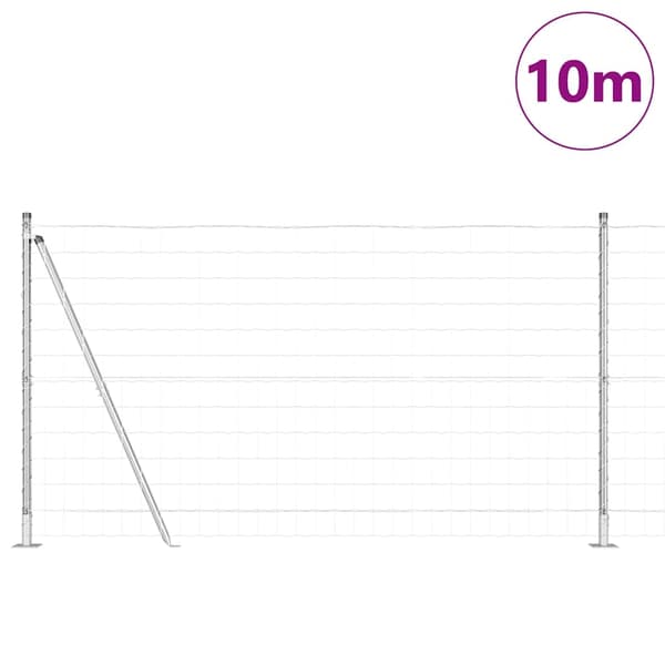 vidaXL Gjerde med stolpe sølv 1,2 x 10 m Stål