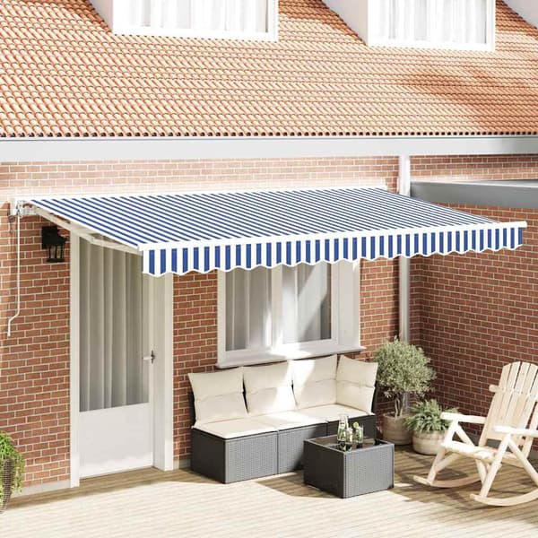 vidaXL Markisram Blå och Vit 400 x 200 cm Polyester med PU-beläggning