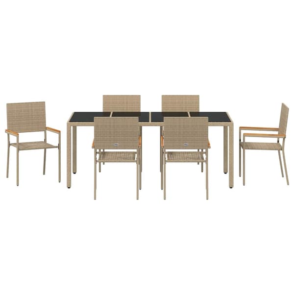 vidaXL Hage Spisegruppe 7 pcs Beige polyrotting