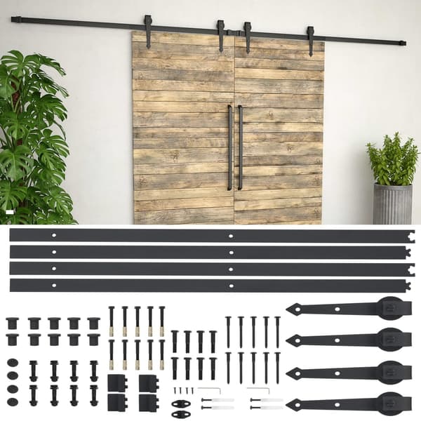 vidaXL Utstyr for skyvedør 2x183 cm stål svart