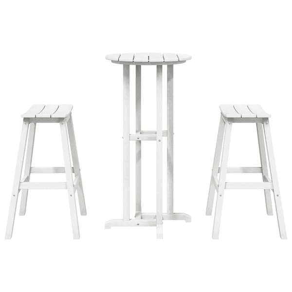 vidaXL Hage bar sett 3 pcs Hvit HDPE