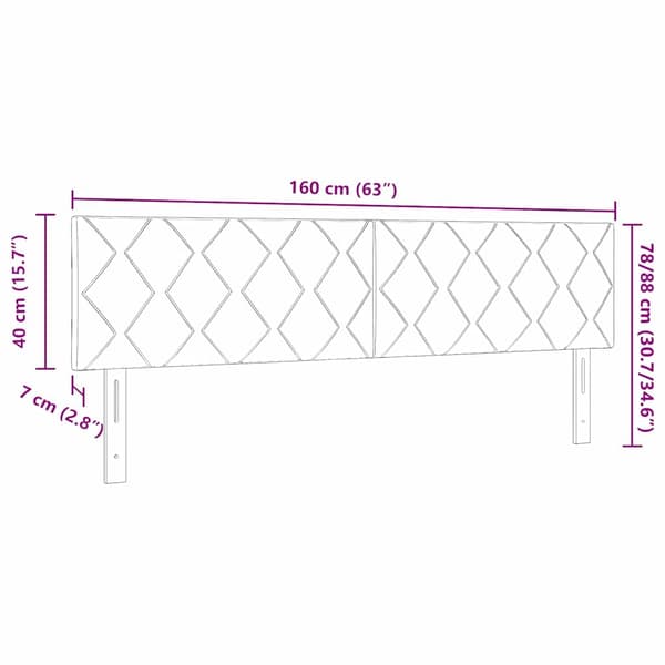 vidaXL LED huvuddyna Rosa 160 cm Sammet