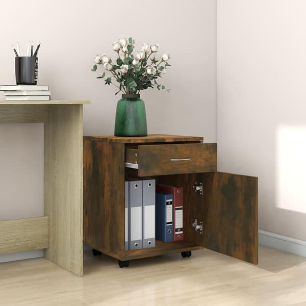 vidaXL Rulleskap røkt eik 45x38x54 cm konstruert tre
