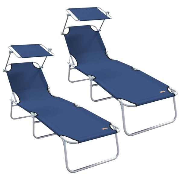 vidaXL Solstol 2 pcs Blå 58 x 188 x 77cm Polyester