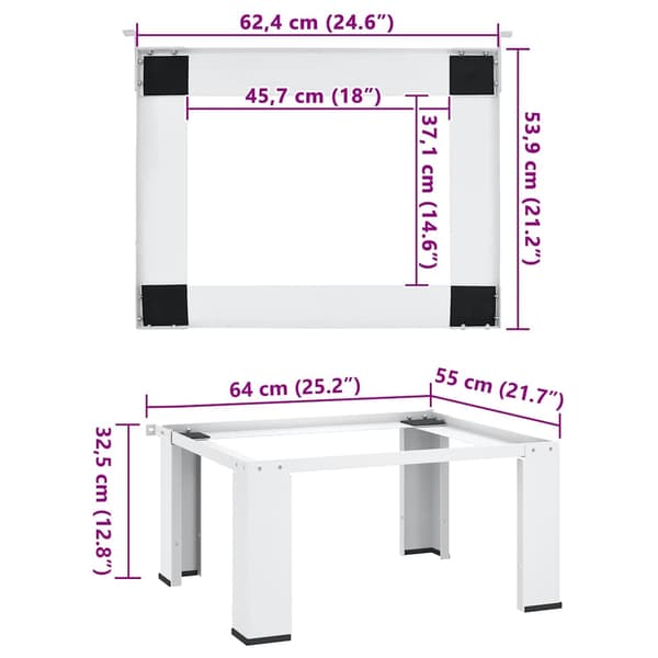 vidaXL Vaskemaskin sokkel hvit