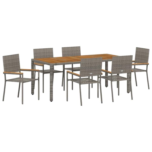vidaXL Hage Spisegruppe 7 pcs Grå polyrotting