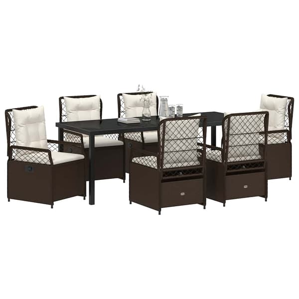 vidaXL Trädgårdsmöbelset 7 pcs Brun konstrotting