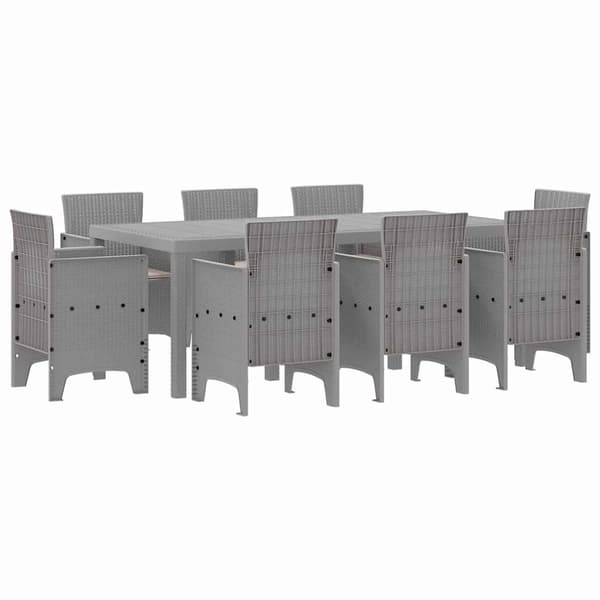 vidaXL Hage Spisegruppe 9 pcs Lysegrå Polypropen