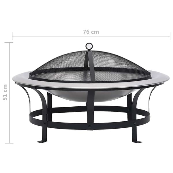 vidaXL Eldfat med grill rostfritt stål 76 cm