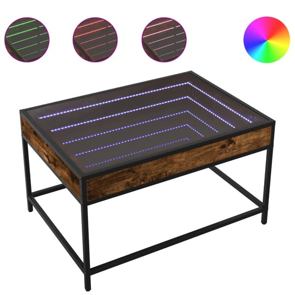 vidaXL Salongbord med Infinity LED røkt eik 70x50x41 cm