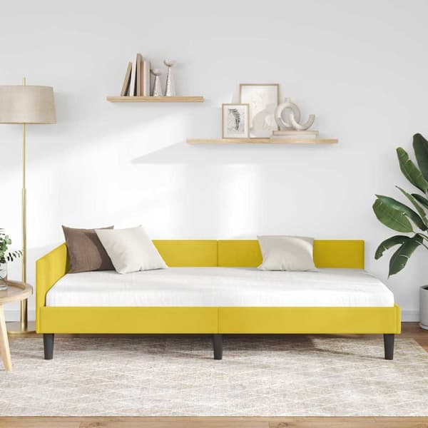 vidaXL Sängram Gul 90 x 200 cm Sammet och konstruerat trä