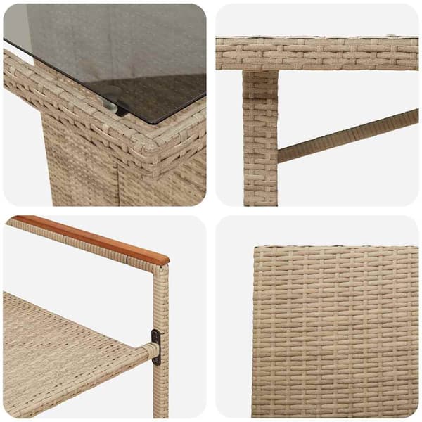 vidaXL Hage Spisegruppe 9 pcs Beige polyrotting