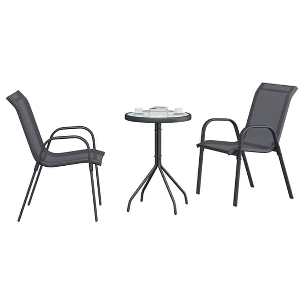 vidaXL Hage Bistro Sett 3 pcs Grå Stål