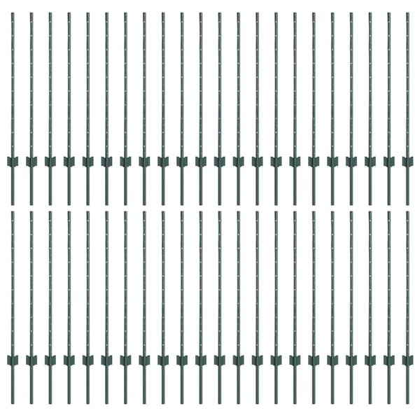 vidaXL Stängselstolpe 44 pcs Grön 140 cm Stål