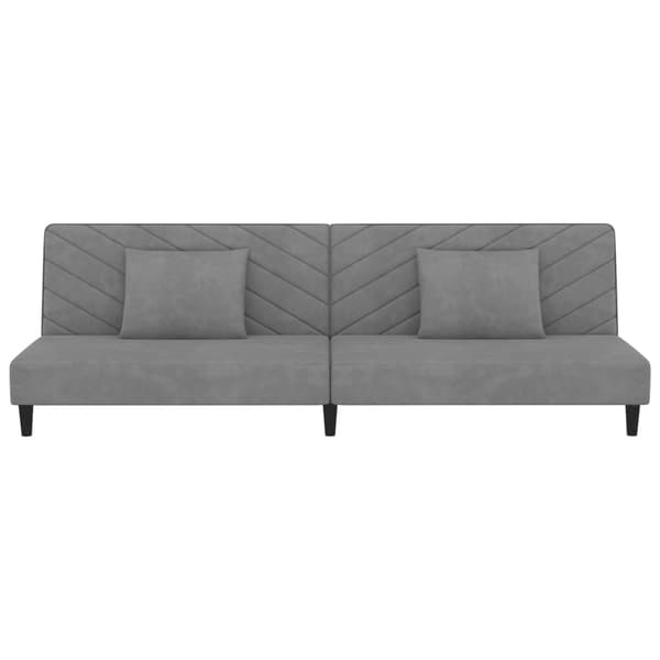 vidaXL Bäddsoffa 2-sits med två kuddar ljusgrå sammet
