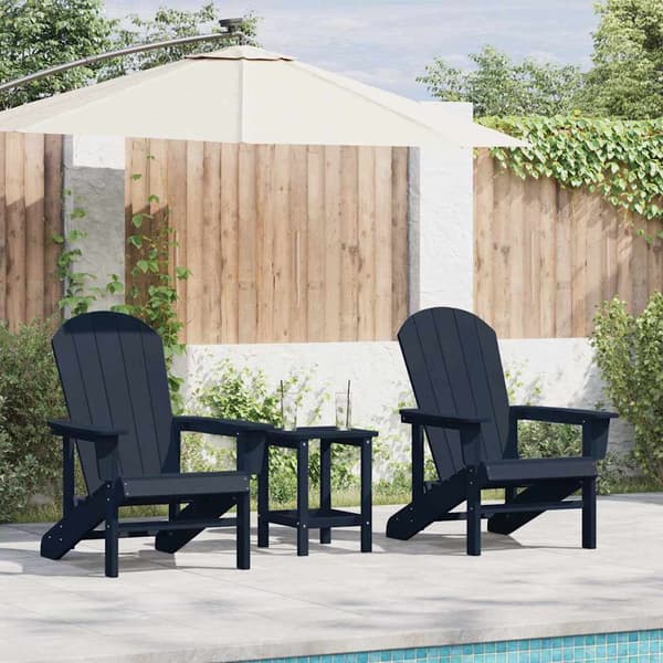 vidaXL Hage Stol 3 pcs Havblå Polyethylen