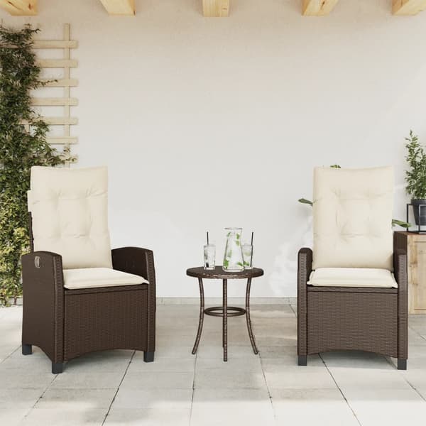vidaXL Bistrogrupp med dynor 3 delar brun konstrotting