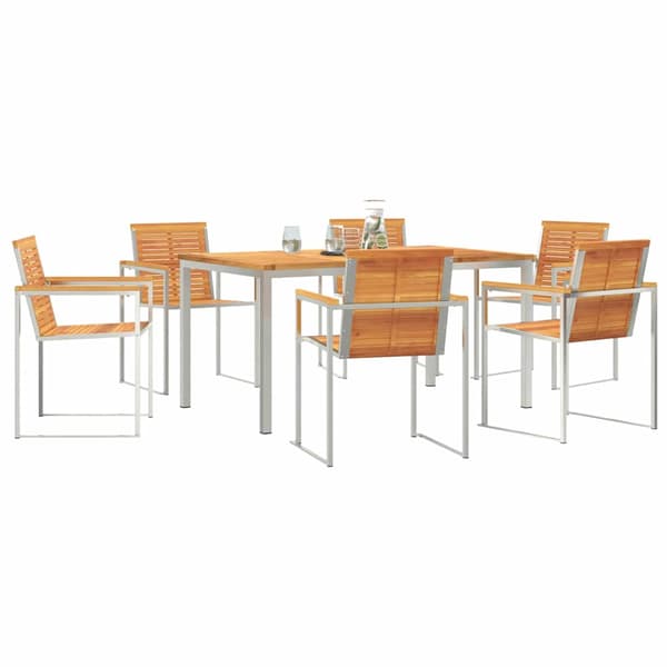 vidaXL Hage Spisegruppe 7 pcs Brun Solid akasietre