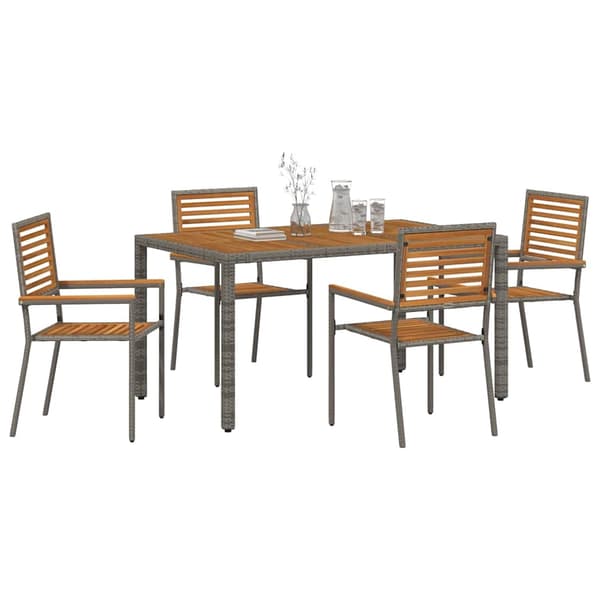 vidaXL Hage Spisegruppe 5 pcs Grå og Brun polyrotting