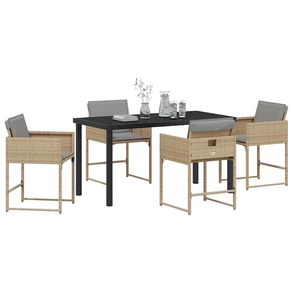 vidaXL Hage Spisegruppe 5 pcs Beige polyrotting