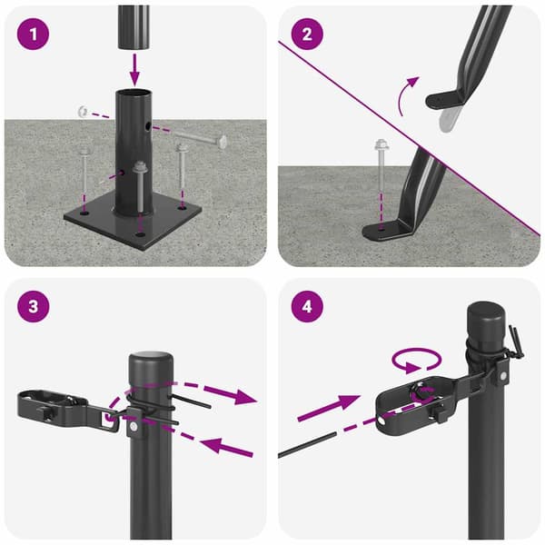vidaXL Gjerdepåle 7 pcs Grå Stål