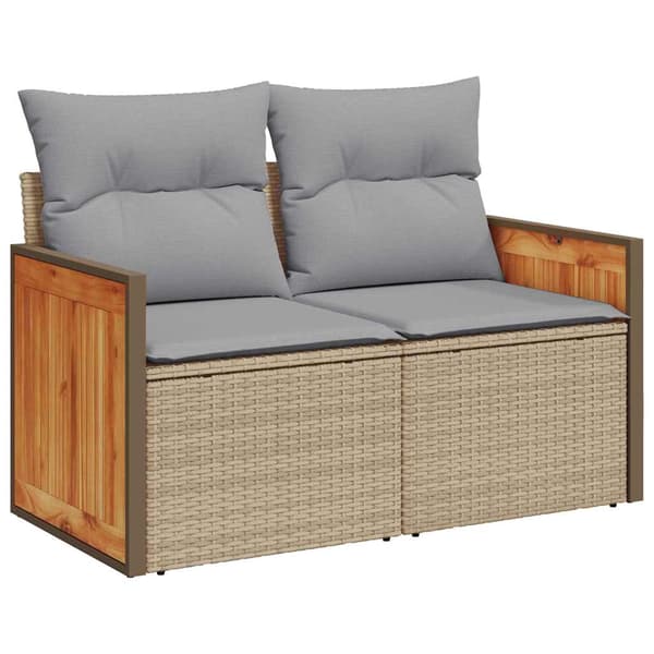 vidaXL Trädgårdsoffset med kudde 9 pcs Beige och Ljusgrå