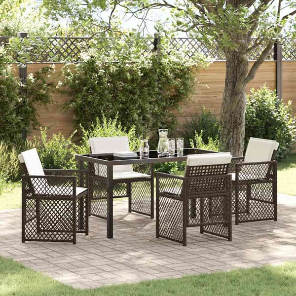 vidaXL Hage Spisegruppe 5 pcs Brun polyrotting