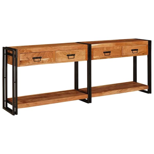 vidaXL Konsollbord 2 pcs Brun 200 x 33 x 75 cm Solid akasietre