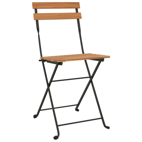vidaXL Sammenleggbare bistrostoler 4 stk heltre teak og stål